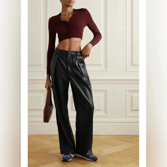 MOTHER Pants - MOTHER Black Faux Leather Pant NWT Tunnel Vision Pleated Pants Size 29